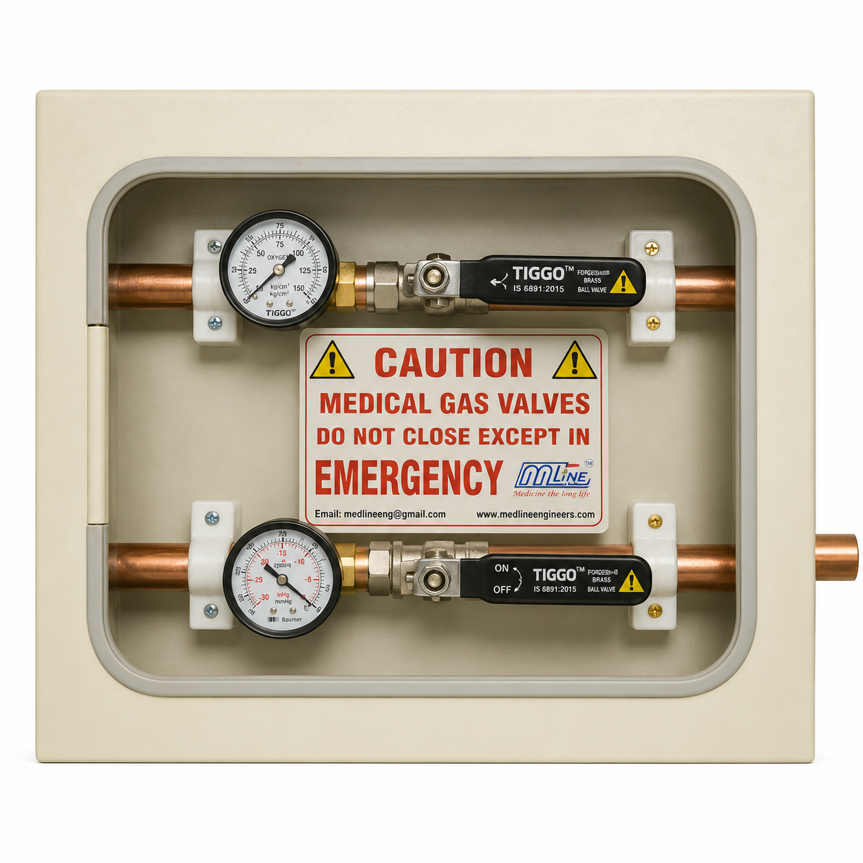 2 Gas Medical Gas Valve Box